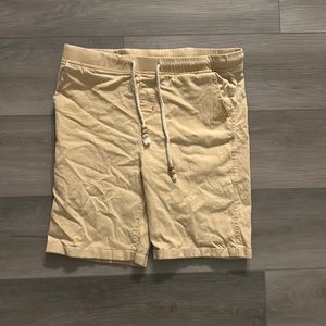 Tan Linen Cargo Shorts